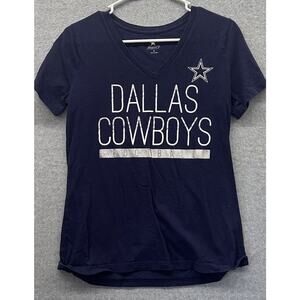 NFL Dallas Cowboy Shirt Women Medium T-shirt Blue Football V Neck Fitted